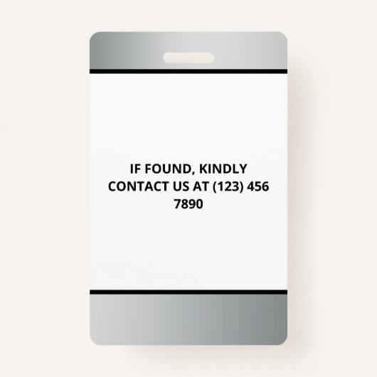 Faux Silver Foto & Logo Press ID Badge (Achterkant)