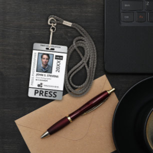 Faux Silver Foto & Logo Press ID Badge