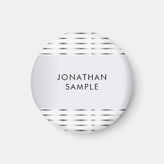 Faux Silver Glamour Elegant Modern Template Magneet (Voorkant)