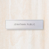 Faux Silver Glamoureuze moderne elegante Sjabloon Deurbordje (Voorkant)