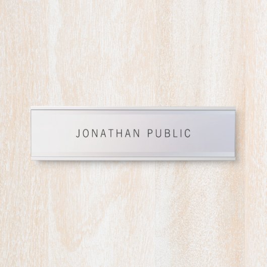 Faux Silver Glamoureuze moderne elegante Sjabloon Deurbordje (Voorkant)