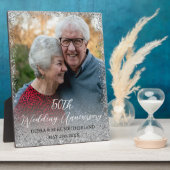 Faux Silver Glitter 50th Wedding Jubileum Fotoplaat (Zijkant)