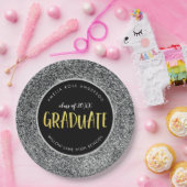 Faux Silver Glitter Afstuderen Afstuderen Papieren Bordje (Feest)