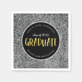 Faux Silver Glitter Afstuderen Afstuderen Servet (Voorkant)