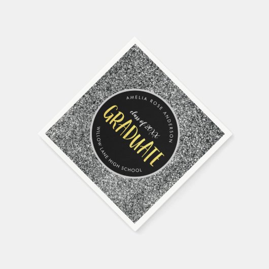 Faux Silver Glitter Afstuderen Afstuderen Servet (Hoek)