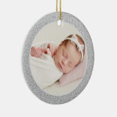 Faux Silver Glitter Baby's eerste kerstfoto Keramisch Ornament (Rechts)