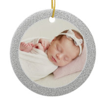 Faux Silver Glitter Baby's eerste kerstfoto