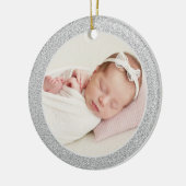 Faux Silver Glitter Baby's eerste kerstfoto Keramisch Ornament (Links)