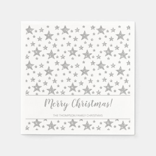 Faux Silver Glitter-blikvanger Servet (Voorkant)