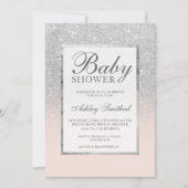 Faux Silver Glitter blush elegant Baby shower Kaart (Voorkant)
