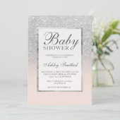 Faux Silver Glitter blush elegant Baby shower Kaart (Staand voorkant)