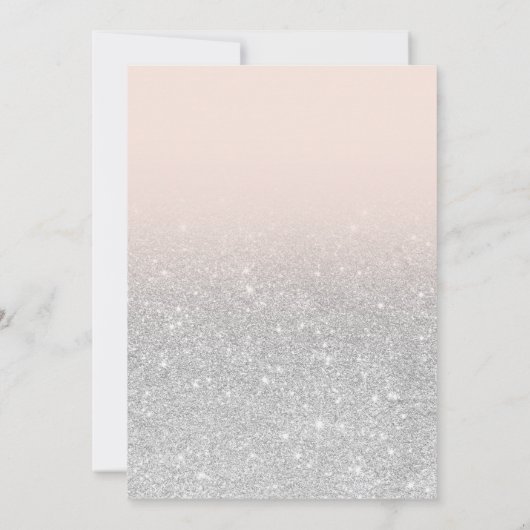 Faux Silver Glitter blush elegant Baby shower Kaart (Achterkant)