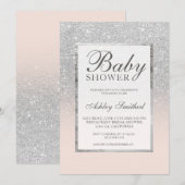 Faux Silver Glitter blush elegant Baby shower Kaart (Voorkant / Achterkant)