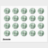 Faux Silver Glitter Bord Mint Folie Monogram Ronde Sticker (Vel)
