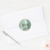 Faux Silver Glitter Bord Mint Folie Monogram Ronde Sticker (Envelop)