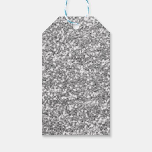Faux Silver Glitter Cadeaulabel (Voorkant)