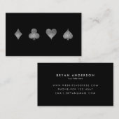 Faux Silver Glitter Casino Gaming Visitekaartje (Voorkant / Achterkant)