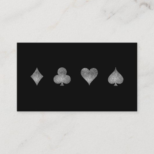 Faux Silver Glitter Casino Gaming Visitekaartje (Voorkant)