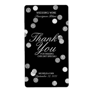Faux Silver Glitter Confetti Weddenschap Wine Labe Etiket
