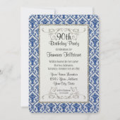 Faux Silver Glitter Damask Floral Pattern Birthday Kaart (Voorkant)