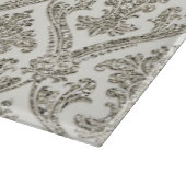 Faux Silver Glitter Damask Floral Pattern Kitchen Snijplank (Hoek)