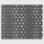 Faux Silver Glitter & Dark Gray Medium Polka Dot Cadeaupapier (Vlak)