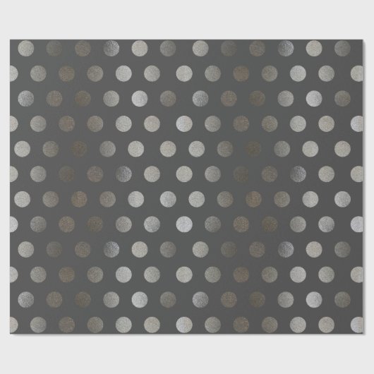 Faux Silver Glitter & Dark Gray Medium Polka Dot Cadeaupapier (Vlak)
