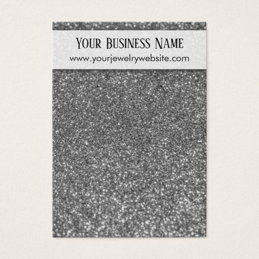 Faux Silver Glitter Earring Holder Display Kaarten Visitekaartjes (Voorkant)