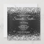 Faux Silver Glitter en Black Folie 40th Birthday Kaart (Voorkant)