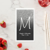 Faux Silver Glitter en Black Ombre Monogram Servet (Insitu)