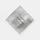 Faux Silver Glitter en Folie 70th Birthday Servet (Hoek)