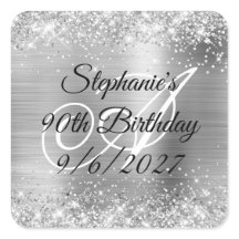 Faux Silver Glitter en Folie 90th Birthday