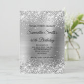 Faux Silver Glitter en Shiny Folie 40th Birthday Kaart (Staand voorkant)