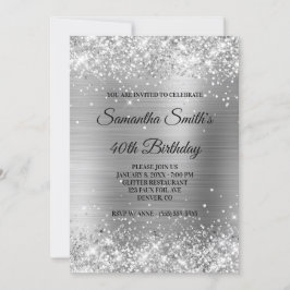 Faux Silver Glitter en Shiny Folie 40th Birthday Kaart