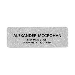 Faux Silver Glitter Foil Return-adres Etiket