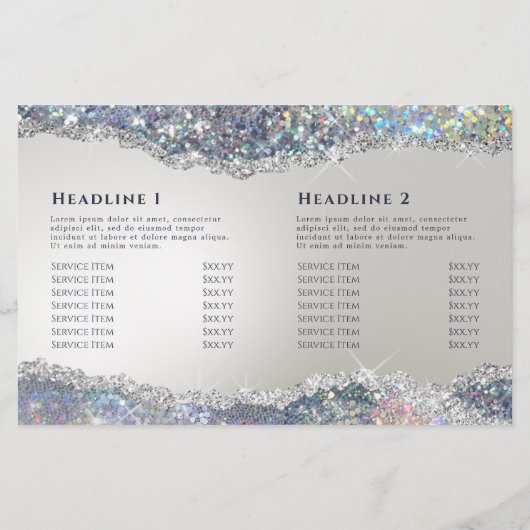 Faux silver glitter folie bifold folder (Achterkant)