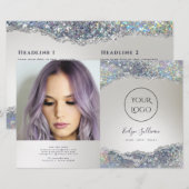 Faux silver glitter folie bifold folder (Voorkant / Achterkant)