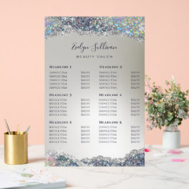 Faux Silver Glitter Folie prijslijst Acryl Bord