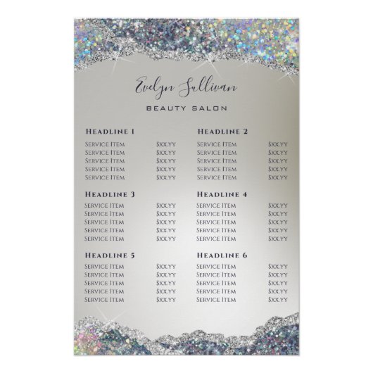 Faux Silver Glitter Folie prijslijst Perfect Poster (Voorkant)