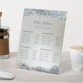 Faux Silver Glitter Folie prijslijst voetstuk teke Reclamebord Met Voetstuk (Insitu)