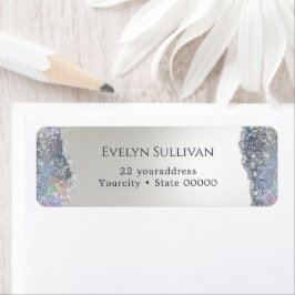 Faux Silver Glitter Folie Retouradres Label