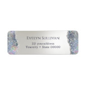 Faux Silver Glitter Folie Retouradres Label (Voorkant)
