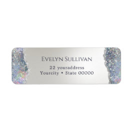 Faux Silver Glitter Folie Retouradres Label