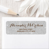 Faux Silver Glitter Folie Return Address Etiket (Insitu)