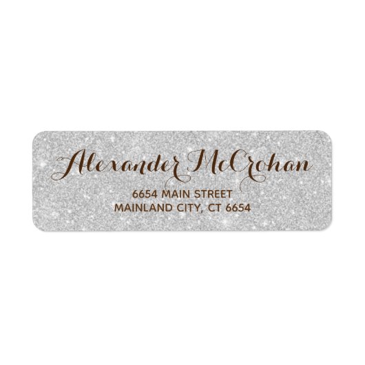 Faux Silver Glitter Folie Return Address Etiket (Voorkant)