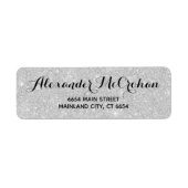 Faux Silver Glitter Folie Return Address Etiket (Voorkant)