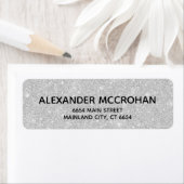 Faux Silver Glitter Folie Return Address Etiket (Insitu)