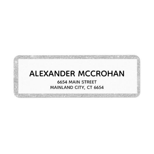 Faux Silver Glitter Folie Return Address Etiket (Voorkant)