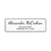 Faux Silver Glitter Folie Return Address Etiket (Voorkant)