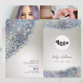 Faux silver glitter folie service menu folder (Voorkant / Achterkant)